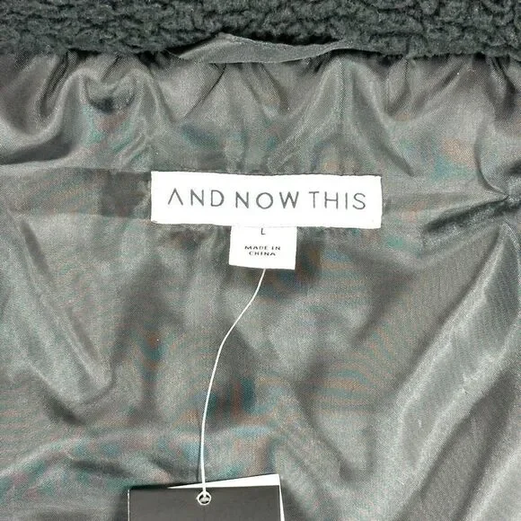 INC International Concepts Sherpa Jacket Mens Size Large L Black Full Zip Fleece - Picture 8 of 12